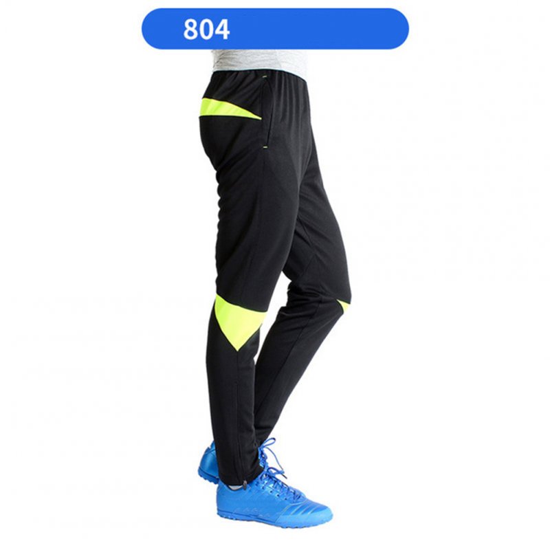 Men Athletic Training Pants Breathable Running Football Long Pants 804-fluorescent green_L