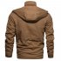 Men Autumn And Winter Fleece Lined Thickening Embroidered Cotton Hooded Jacket Coat Tops Khaki XXL