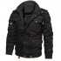 Men Autumn And Winter Fleece Lined Thickening Embroidered Cotton Hooded Jacket Coat Tops black XXXXL