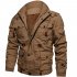 Men Autumn And Winter Fleece Lined Thickening Embroidered Cotton Hooded Jacket Coat Tops ArmyGreen XXXXL
