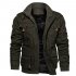 Men Autumn And Winter Fleece Lined Thickening Embroidered Cotton Hooded Jacket Coat Tops ArmyGreen M