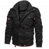 Men Autumn And Winter Fleece Lined Thickening Embroidered Cotton Hooded Jacket Coat Tops black M