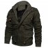 Men Autumn And Winter Fleece Lined Thickening Embroidered Cotton Hooded Jacket Coat Tops ArmyGreen XXXL