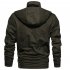 Men Autumn And Winter Fleece Lined Thickening Embroidered Cotton Hooded Jacket Coat Tops ArmyGreen XXXL