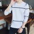 Men Autumn Fashion Slim Long Sleeve Round Neckline Sweatshirt Tops D113 white XXL