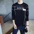 Men Autumn Fashion Slim Long Sleeve Round Neckline Sweatshirt Tops D108 black L