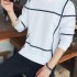 Men Autumn Fashion Slim Long Sleeve Round Neckline Sweatshirt Tops D108 white L