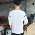 Men Autumn Fashion Slim Long Sleeve Round Neckline Sweatshirt Tops D108 white XL