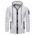 Men Autumn Slim Knit Cardigan Zip Up Hooded Sweater Jacket Coat Tops light grey M