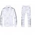 Men Autumn Sports Suit Striped Casual Sweater   Pants Two piece Suit Outfit white M