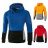 Men Autumn Stitching Hooded Pullover Casual Long Sleeve Sweater Coat Tops Royal blue XL