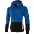 Men Autumn Stitching Hooded Pullover Casual Long Sleeve Sweater Coat Tops Royal blue 2XL
