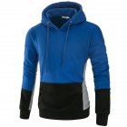 Men Autumn Stitching Hooded Pullover Casual Long Sleeve Sweater Coat Tops Royal blue 2XL