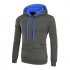 Men Autumn Winter Solid Color Hooded Sweater Hoodie Tops Dark gray L