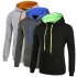 Men Autumn Winter Solid Color Hooded Sweater Hoodie Tops black 3XL