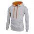 Men Autumn Winter Solid Color Hooded Sweater Hoodie Tops light grey L