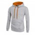 Men Autumn Winter Solid Color Hooded Sweater Hoodie Tops light grey L