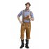 Men Bavarian Traditional Costume Oktoberfest Plaid Pattern Shirt   Suspender Pants   Hat Suit brown DE Size XL