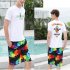 Men Beach Pants Quick Dry Casual Large Size Loose Shorts Ink painting XL