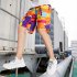 Men Beach Quick Dry Colorful Large Size Loose Elastic Shorts as shown L