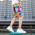 Men Beach Quick Dry Colorful Large Size Loose Elastic Shorts as shown L