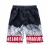 Men Beach Shorts Quick dry Words Printing Pattern Loose Casual Oversize Boxer Shorts Red bar XL