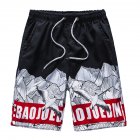 Men Beach Shorts Quick dry Words Printing Pattern Loose Casual Oversize Boxer Shorts Red bar XL