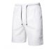 Men Beach Shorts Straight Tube Shape Flax Solid Color Shorts  white 3XL
