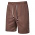 Men Beach Shorts Straight Tube Shape Flax Solid Color Shorts  black L