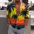 Men Beach T shirt Long Sleeve Lapel Cardigan Tops Trendy 3d Coconut Printing Casual Breathable Shirt red 2XL
