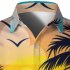 Men Beach T shirt Long Sleeve Lapel Cardigan Tops Trendy 3d Coconut Printing Casual Breathable Shirt red 2XL