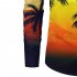Men Beach T shirt Long Sleeve Lapel Cardigan Tops Trendy 3d Coconut Printing Casual Breathable Shirt red 2XL