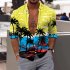 Men Beach T shirt Long Sleeve Lapel Cardigan Tops Trendy 3d Coconut Printing Casual Breathable Shirt red 2XL