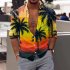 Men Beach T shirt Long Sleeve Lapel Cardigan Tops Trendy 3d Coconut Printing Casual Breathable Shirt red 2XL