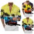 Men Beach T shirt Long Sleeve Lapel Cardigan Tops Trendy 3d Coconut Printing Casual Breathable Shirt red 2XL