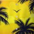 Men Beach T shirt Long Sleeve Lapel Cardigan Tops Trendy 3d Coconut Printing Casual Breathable Shirt yellow L