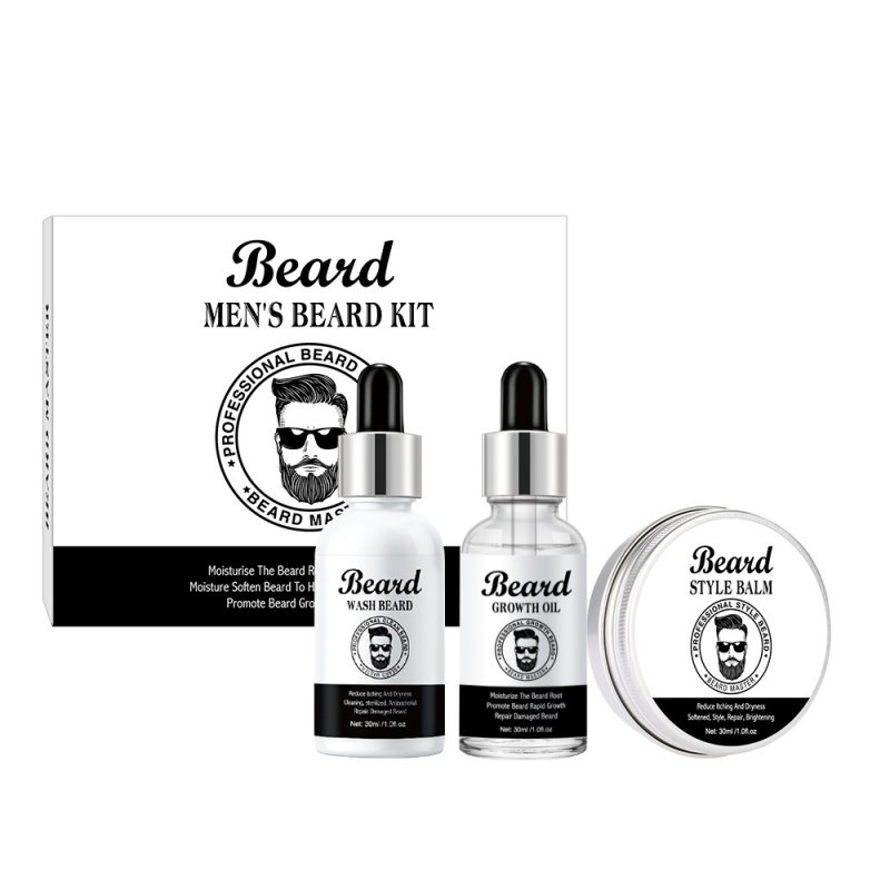 Men  Beard  Care  Suit Beard Shampoo + Oil + Ointment Moisturizing Anti Hairy Modeling Beard Suit Wash + oil + ointment