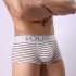 Men Boxer Briefs Cotton Low Waist Striped Printing Underwear Fashion Breathable Underpants Red M