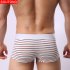 Men Boxer Briefs Cotton Low Waist Striped Printing Underwear Fashion Breathable Underpants Black XXL