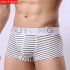 Men Boxer Briefs Cotton Low Waist Striped Printing Underwear Fashion Breathable Underpants Orange M