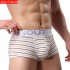 Men Boxer Briefs Cotton Low Waist Striped Printing Underwear Fashion Breathable Underpants Orange M