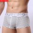 Men Boxer Briefs Cotton Low Waist Striped Printing Underwear Fashion Breathable Underpants Black M