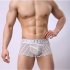 Men Boxer Briefs Cotton Low Waist Striped Printing Underwear Fashion Breathable Underpants Black M