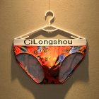 Men Briefs Polka Dot Star Rose Printing Cotton Low Waist Underpants Breathable Underwear red rose M