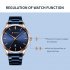 Men Business Quartz Watch Date Display Waterproof Stainless Steel Band Simple Wristwatch Blue
