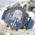 Men Business Two Time Zone Quartz Stylish Luxury Leather Watch Blue