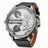 Men Business Two Time Zone Quartz Stylish Luxury Leather Watch White 
