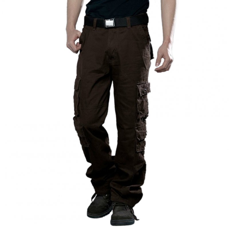 Men Camouflage Multiple Pockets Casual Long Trousers  coffee_36 (2.77 feet)