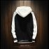Men Campus Casual Loose Fleece Hoodeid Long Sleeved Letters Printed Sweater Coat  Fist sweater black XXL
