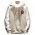 Men Campus Casual Loose Fleece Hoodeid Long Sleeved Letters Printed Sweater Coat  Fist sweater black M